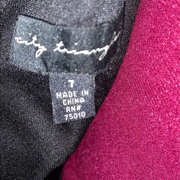 Two Piece Party Dress Black Sequins Crop Top with Pink Polkadots & Tool Skirt - Picture 6 of 7